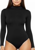 Women’s Mock Neck Long Sleeve Thong Bodysuit | Turtle Neck Top Slim Fit Going Out Tops
