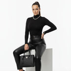 Women’s Mock Neck Long Sleeve Thong Bodysuit | Turtle Neck Top Slim Fit Going Out Tops
