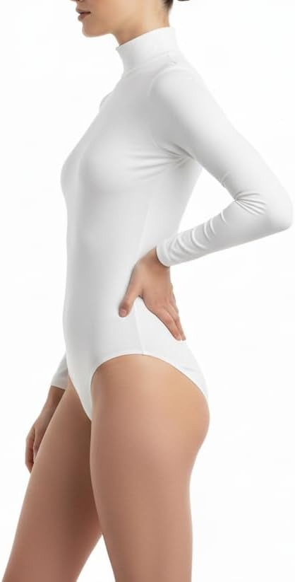 Women’s Mock Neck Long Sleeve Thong Bodysuit | Turtle Neck Top Slim Fit Going Out Tops