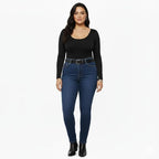 Women's Scoop Neck Thong Bodysuit, Long Sleeve, Fitted Style, Stretchy Material for Going Out