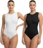 Women's Crew Neck Sleeveless Thong Bodysuit Racerback Tank Style Leotard for Going Out